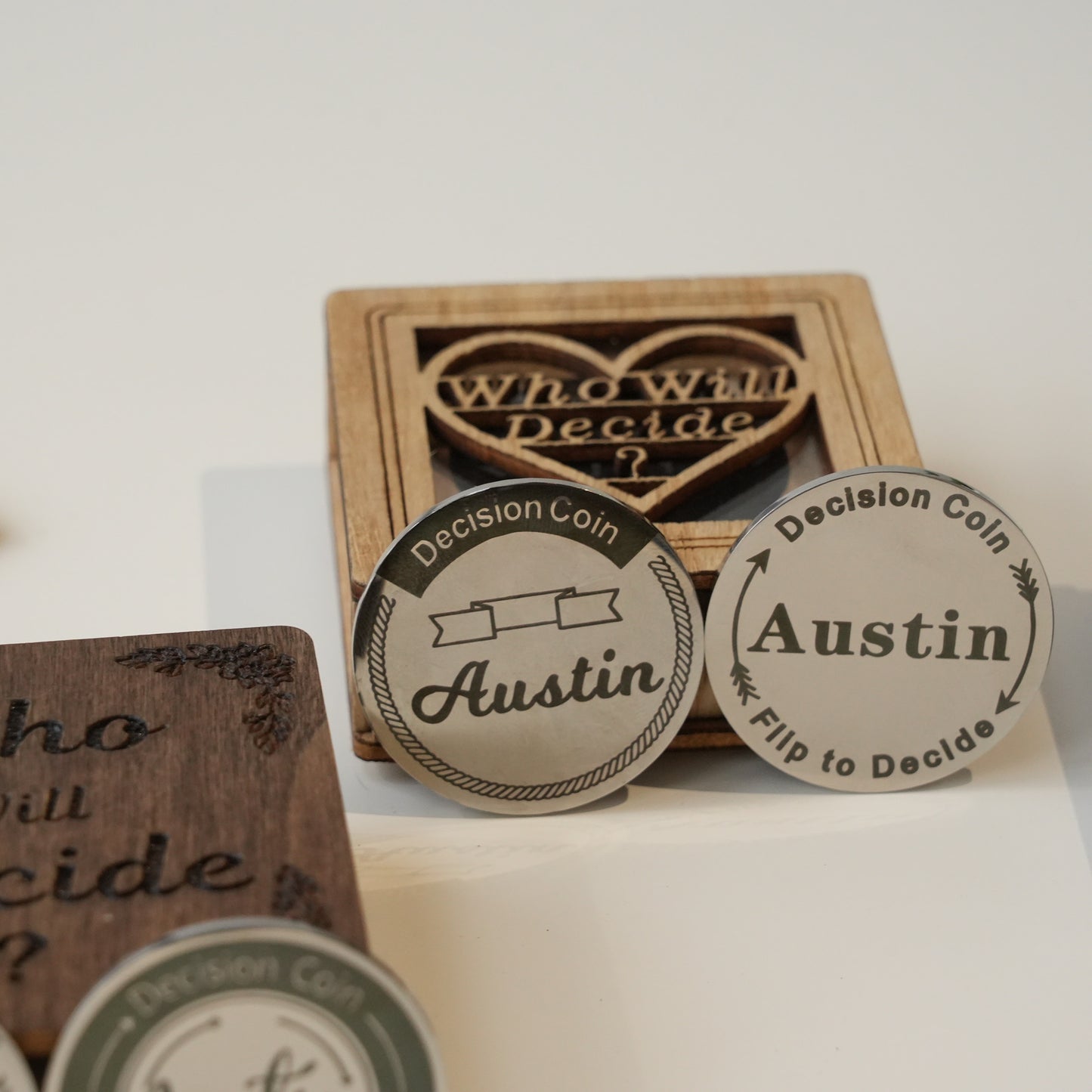Personalized Decision Coin For The Couple,Classic Decision Maker,Challenge Coin,Decision Coin With Wooden Box,Valentines Gift