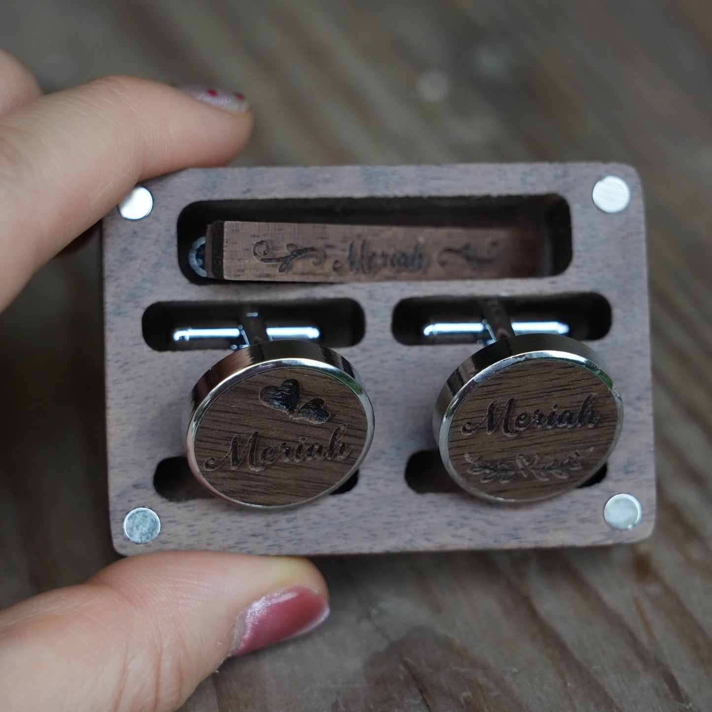 Personalized Suit Cufflink & Tie Clip Set With Box, Wedding Suit And Tie Accessories, Tie Clip Groomsmen  Gift,Best Man Gift,Husband Gift