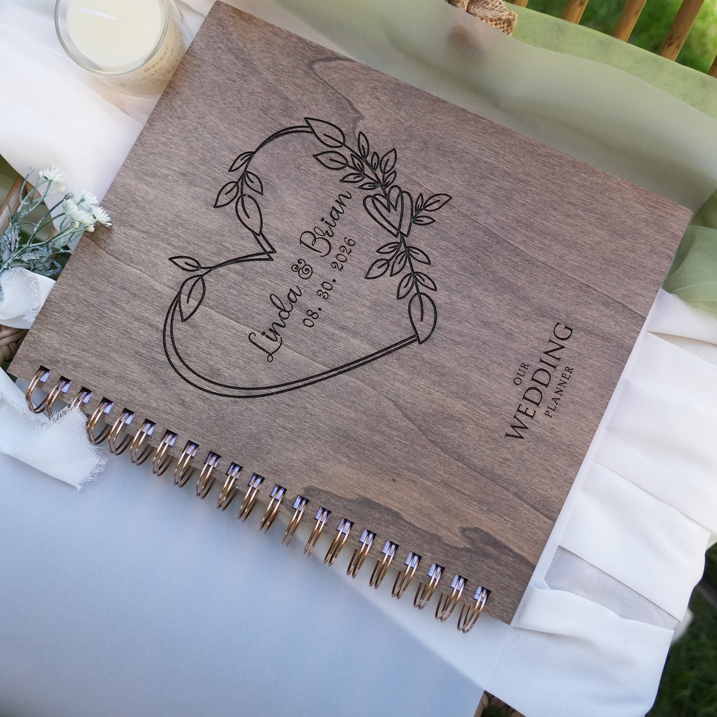 Wedding Planner Organizer Book Wedding Planner Book for Bride and Wood Cover, 12 Mouths to the Big Day