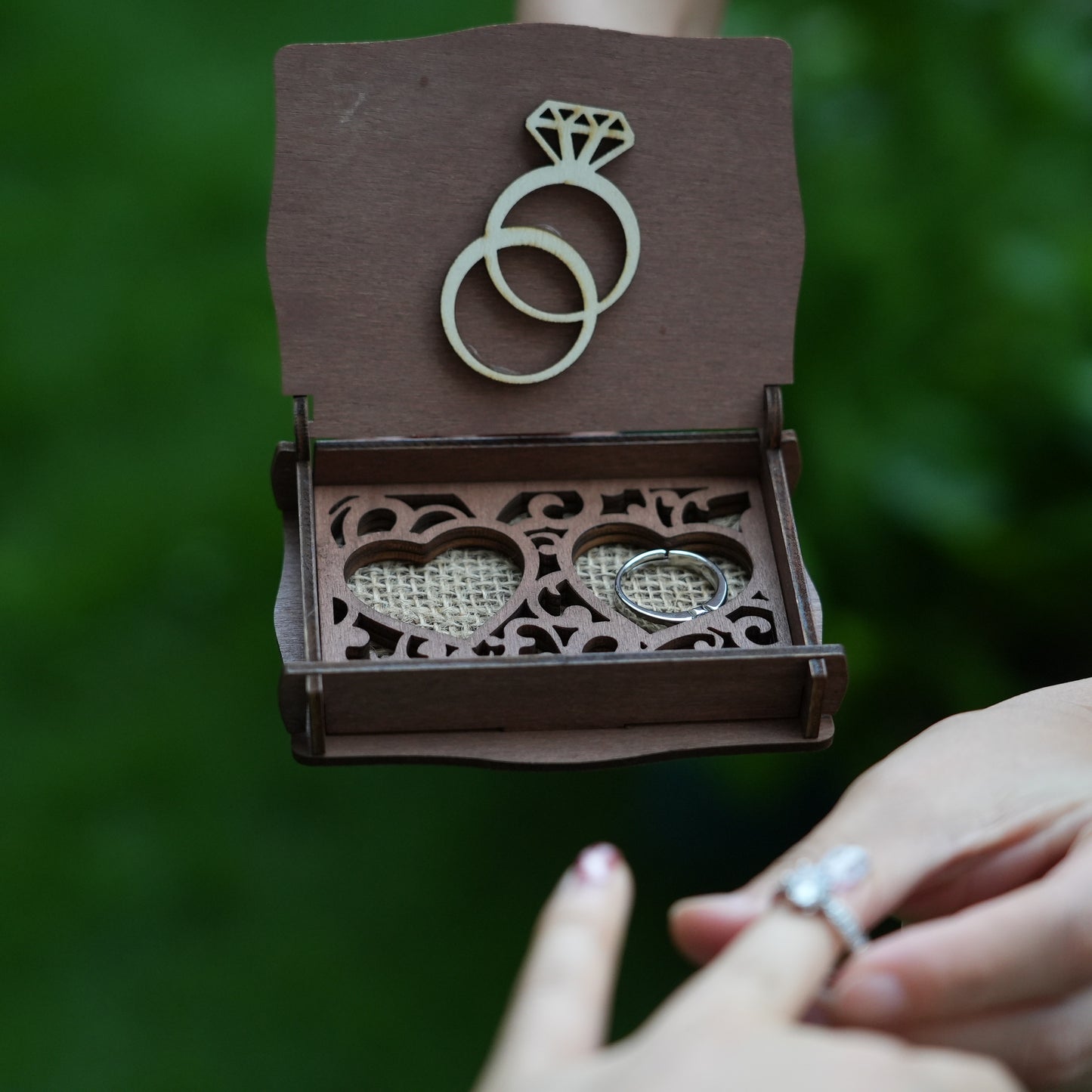 Personalized Wooden Ring Box,Engrave Ring Box, Wedding Ring Bearer,Anniversary Gift,Bridal Gift For Her, Wedding Ceremony Ring Holder