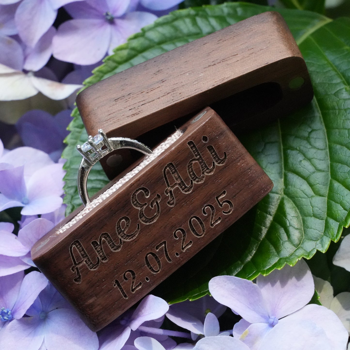 Personalized Mini Wooden Wedding Ring Box,Ceremony  Column Shaped Ring Box,Engraved Engagement Holder, Wedding Ring Bearer Gift