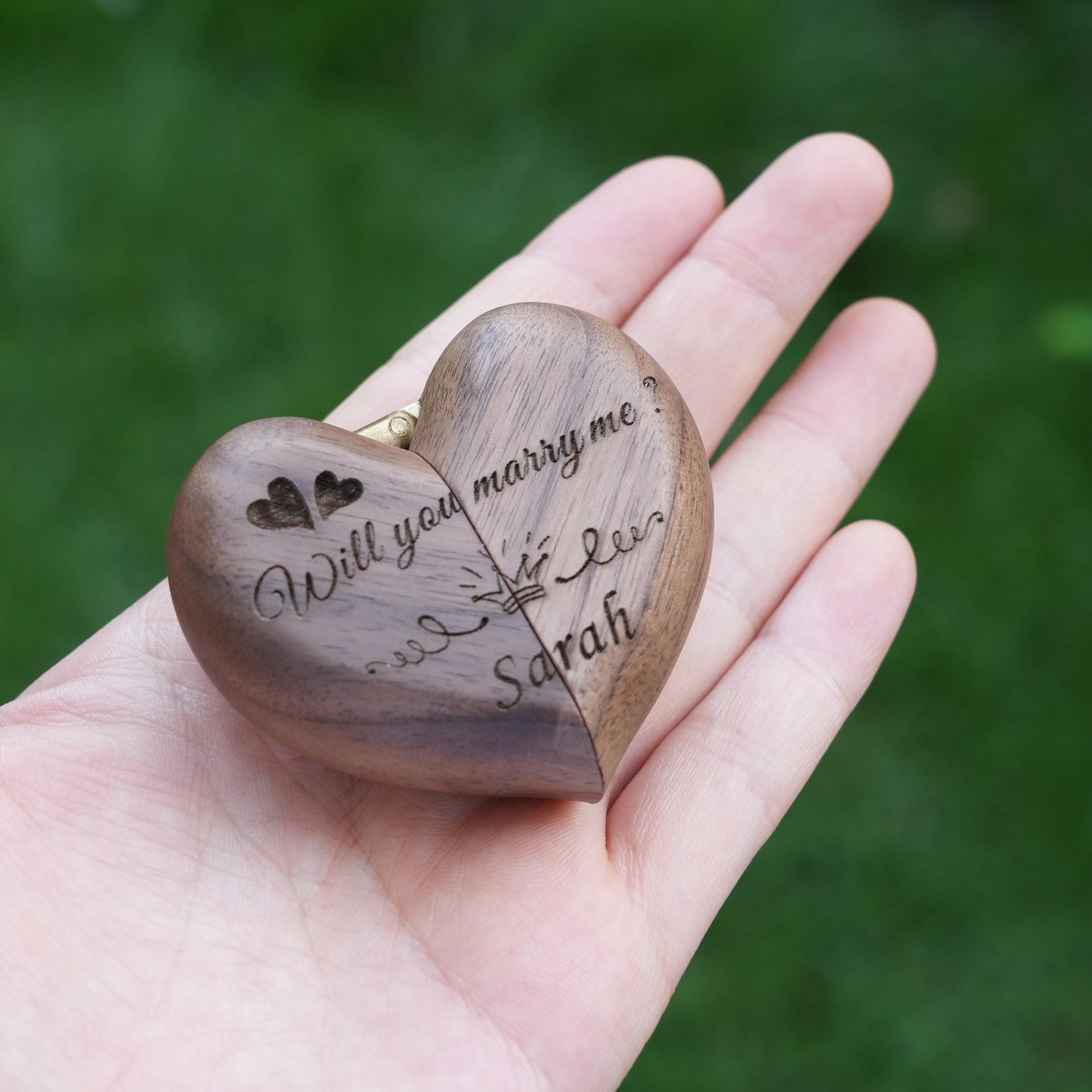 Custom Heart Shaped Wooden Ring Box,Anniversary Gift For Couple,Wedding Engagement Ring Box,Perfect Ring Bearer Gift
