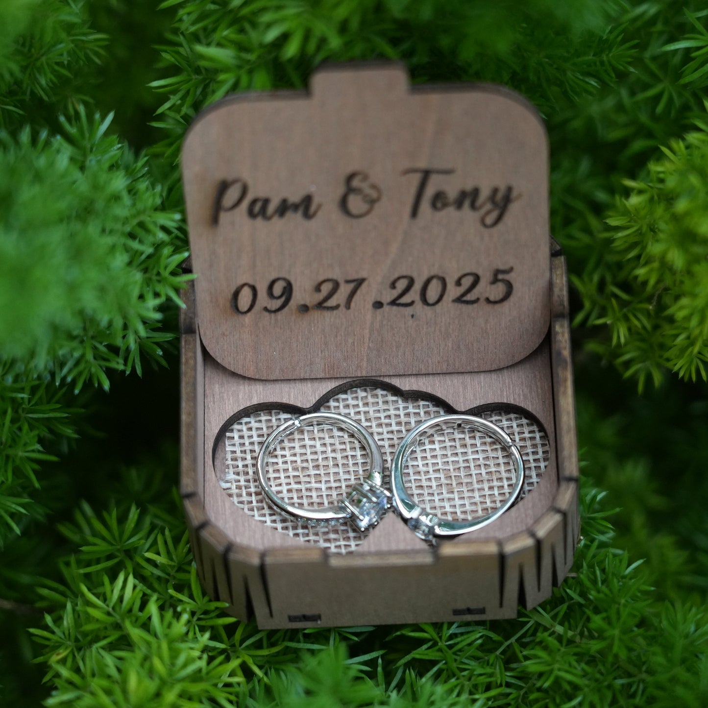 Custom Wooden Ring Box,Wedding Ceremony Ring  Box,Square Ring Bearer,Bridal Gift For Her,Proposal  Ring Box Holder
