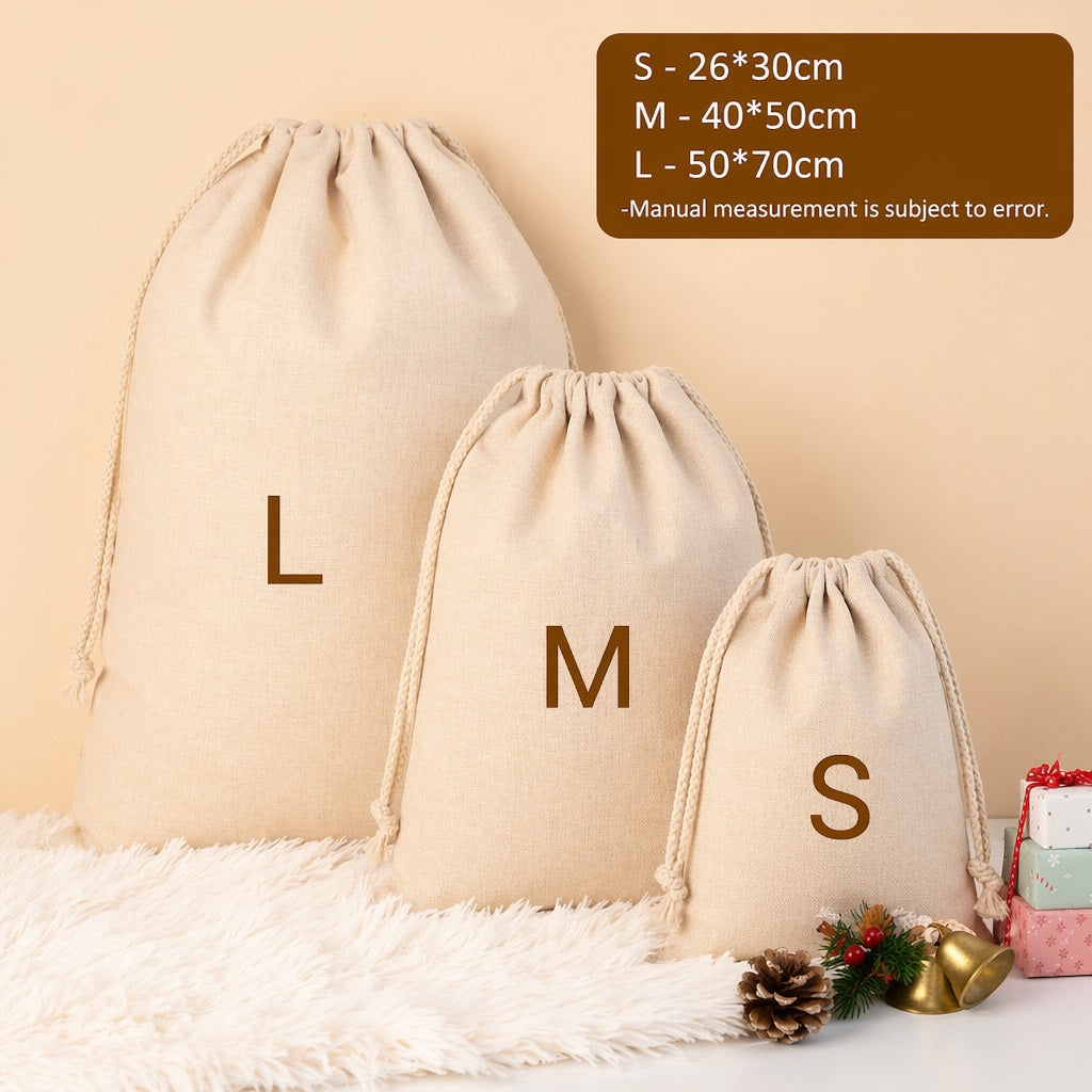 Personalized Custom Name Santa Sack,  Large Monogram Canvas Toy Gift Bag for Kids  First Christmas Keepsake