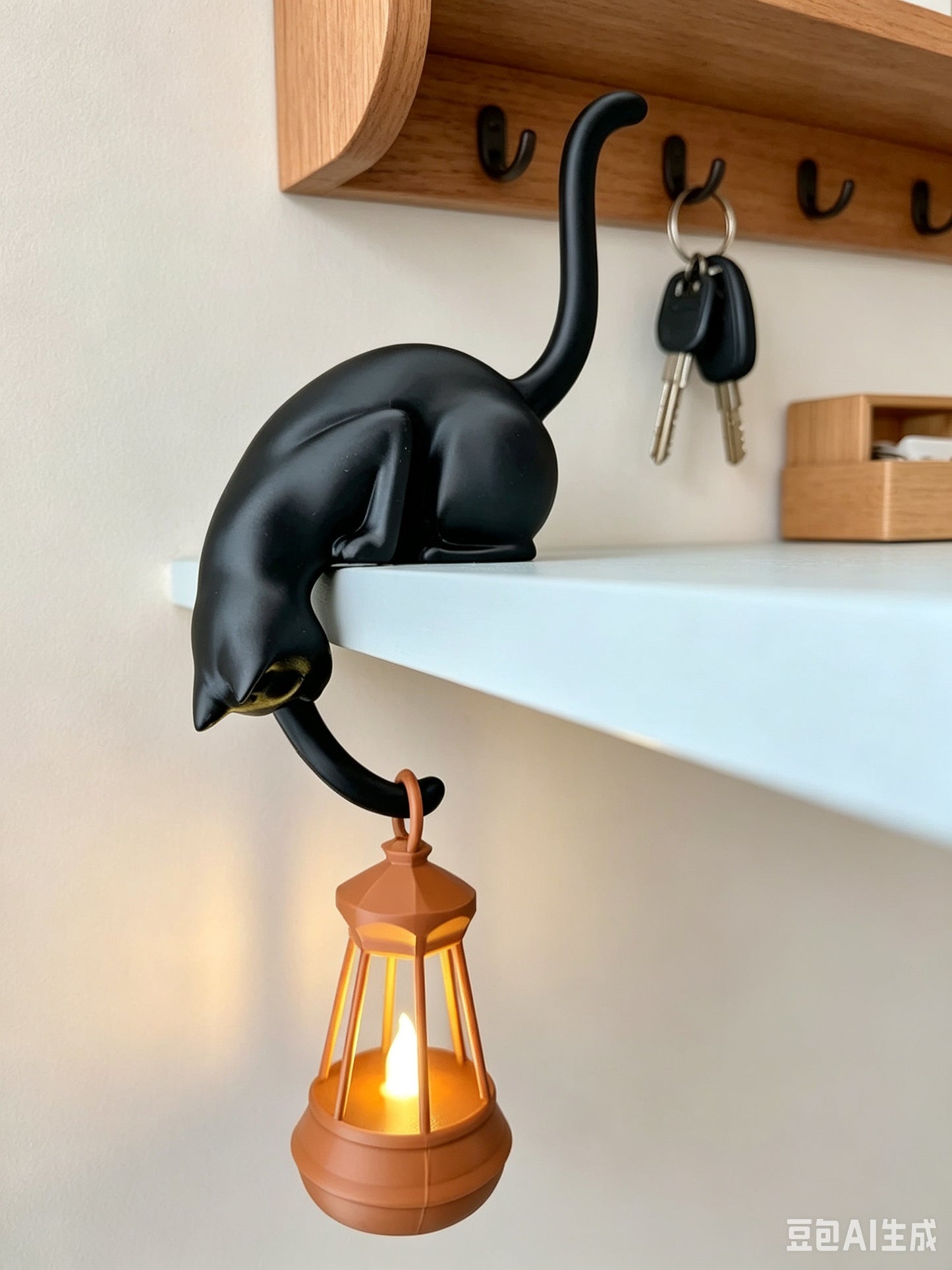 3D Printed Black Cat Shelf Ornament,Handmade Cosy Home Decor, Unique Gift for Cat Lovers & Book Readers