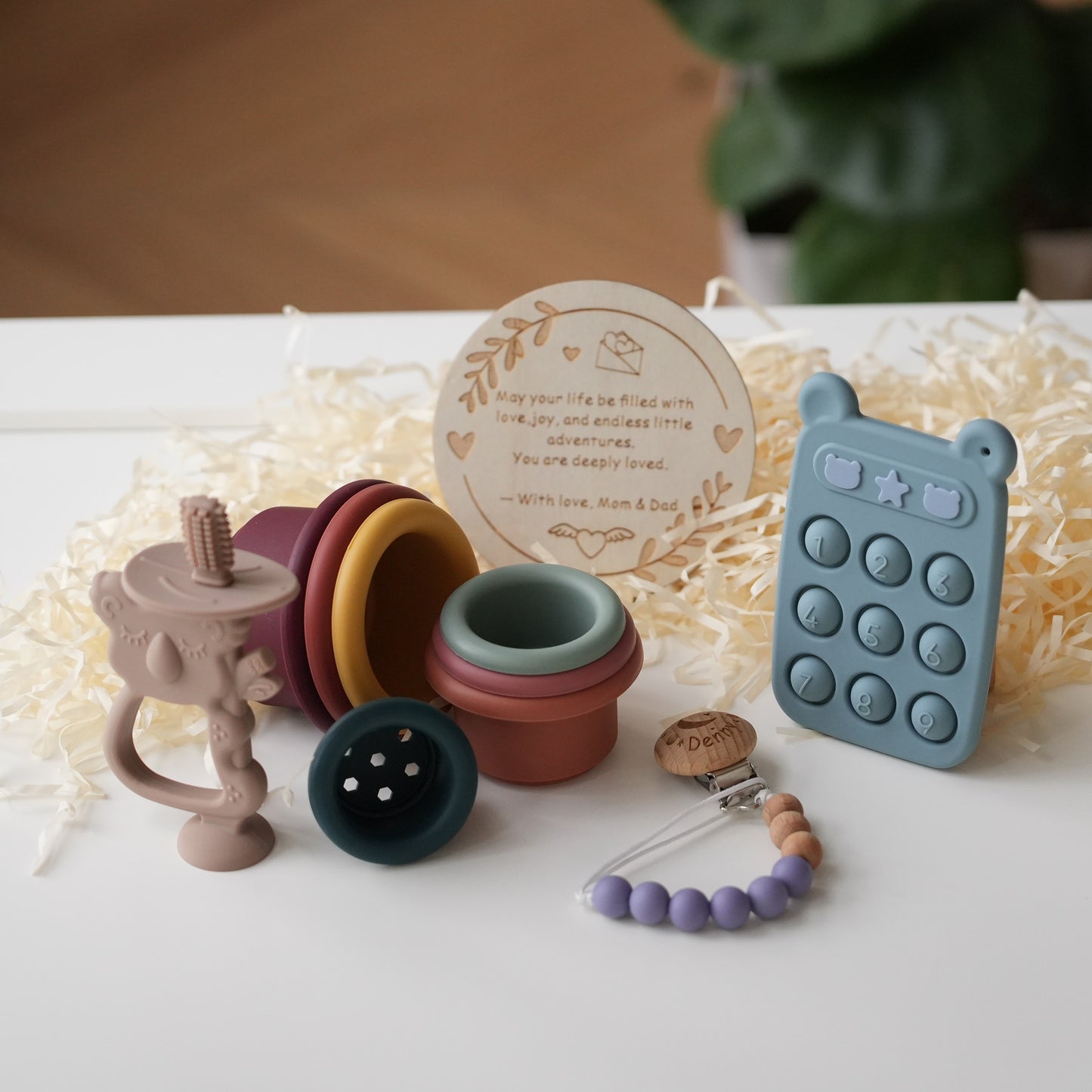 Engraved Silicone Toy With Metal Box,Baby Grinding  Teeth Toys,Baby Shower Gift,First Teething Toy,Sensory  Teether Food Grade Silicone