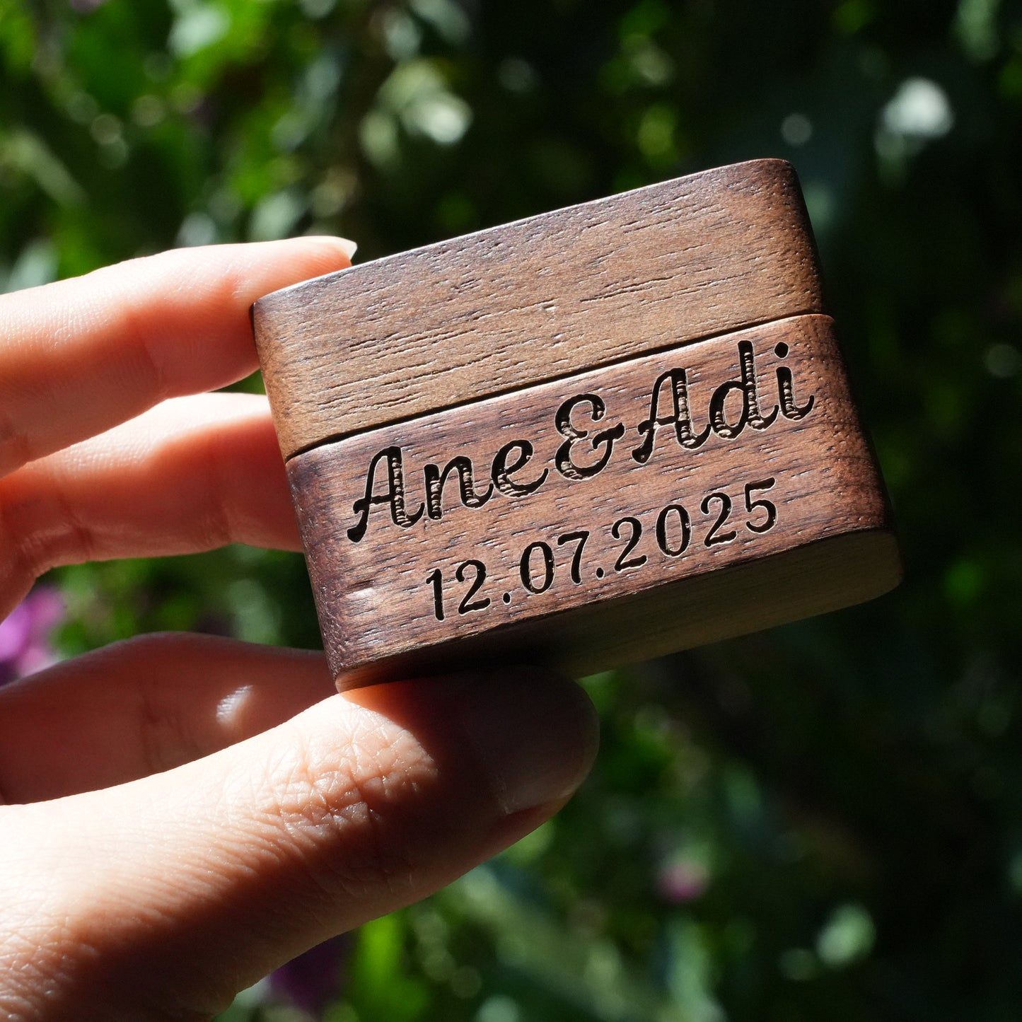 Personalized Mini Wooden Wedding Ring Box,Ceremony  Column Shaped Ring Box,Engraved Engagement Holder, Wedding Ring Bearer Gift