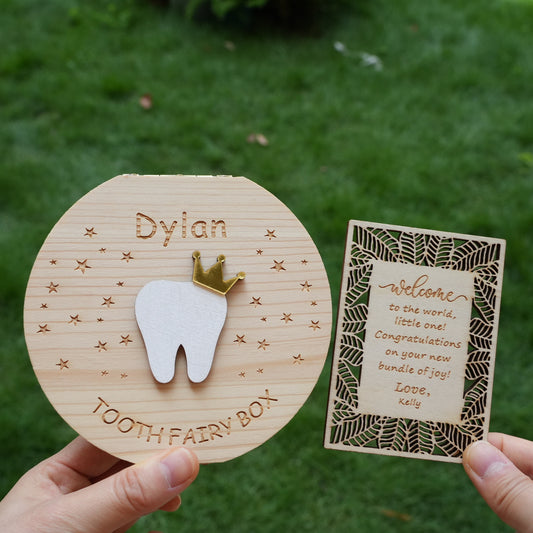 Personalized Wooden Tooth Fairy Box With Name,Milk Tooth Box Keepsake,Baby Shower Gift,Unique Gift, Back-to-school Gift,Baby Gifts For Birth