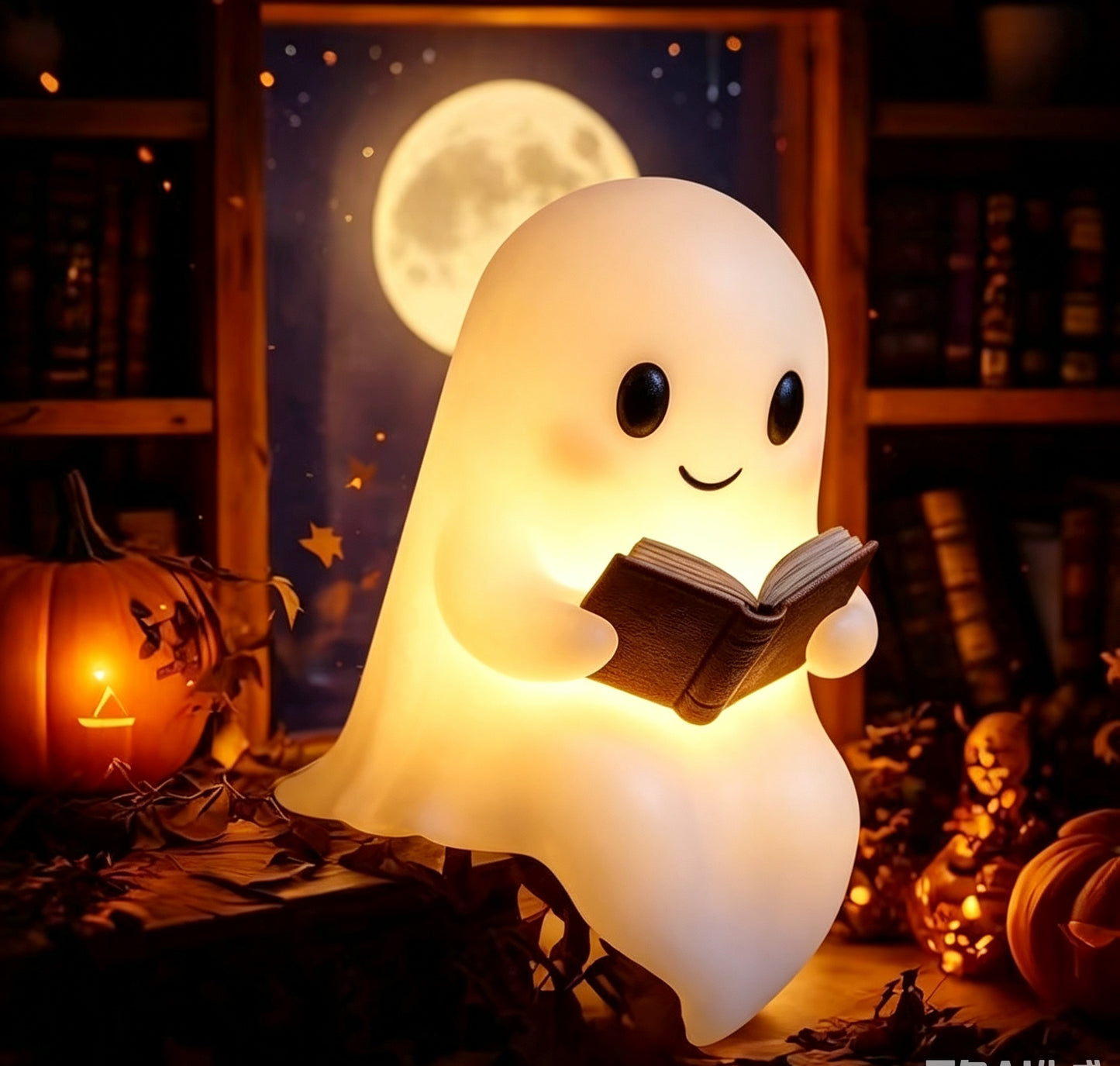 Ghost Reading Night Light, Cute Ghost Table Lamp,  Halloween Mini Desk Lamp, Whimsical Bedside Decor,  Spooky Ghost Accent Lamp