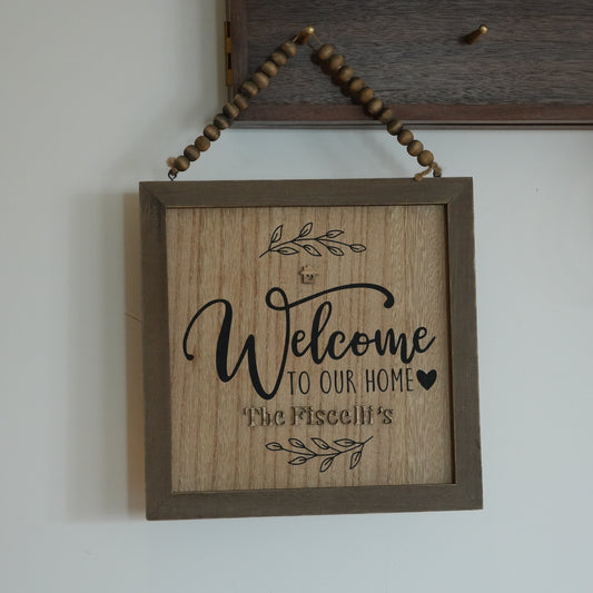 Personalized Welcome To Our Home Door Hanger, Front Door Decor,Custom Family Door Sign, Front  Door Sign,Welcome Sign