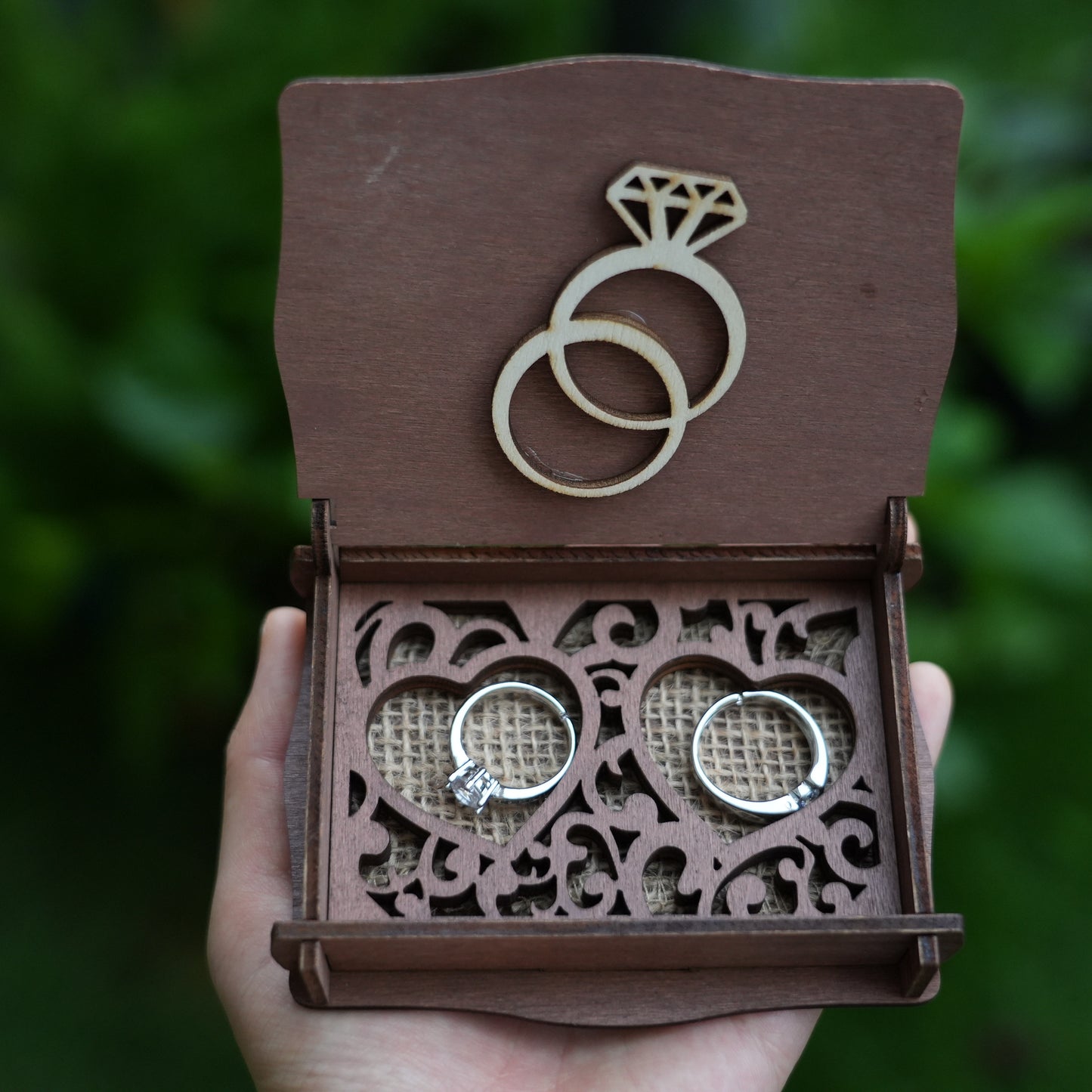 Personalized Wooden Ring Box,Engrave Ring Box, Wedding Ring Bearer,Anniversary Gift,Bridal Gift For Her, Wedding Ceremony Ring Holder