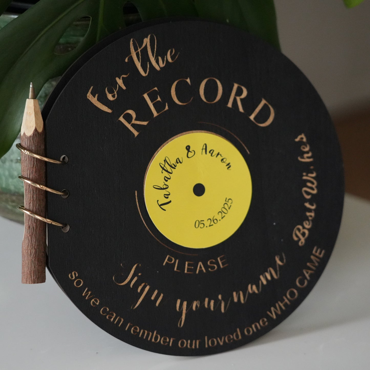 Custom Vinyl Record Guest Book,Guest Book With  Pen,Welcome Wedding Signs,Wooden Wedding Decor, Photo Album Cover