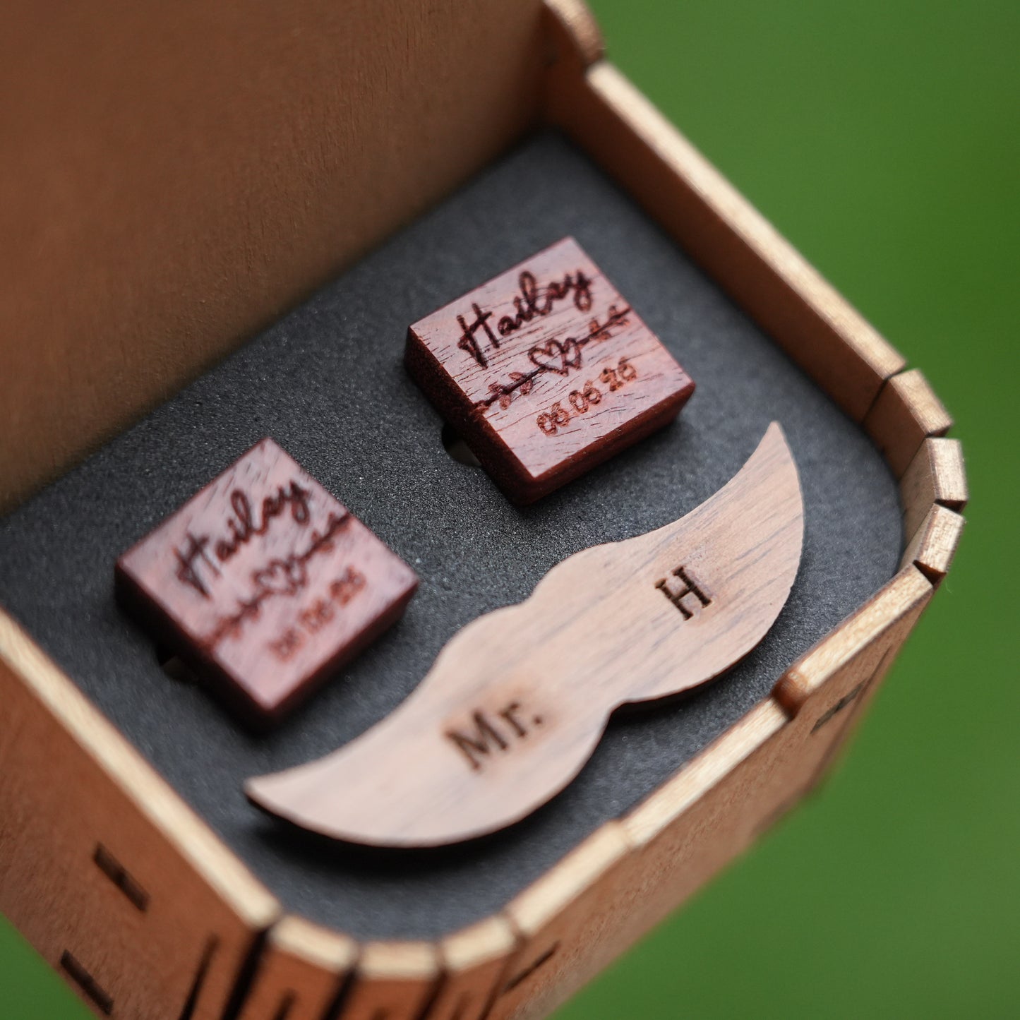 Custom Suit Cufflink & Tie Clip Set With Box, Groomsmen Cufflink,Engraved Wooden Box,Suit Tie  Accessories,Best Man Gift,Anniversary Gift