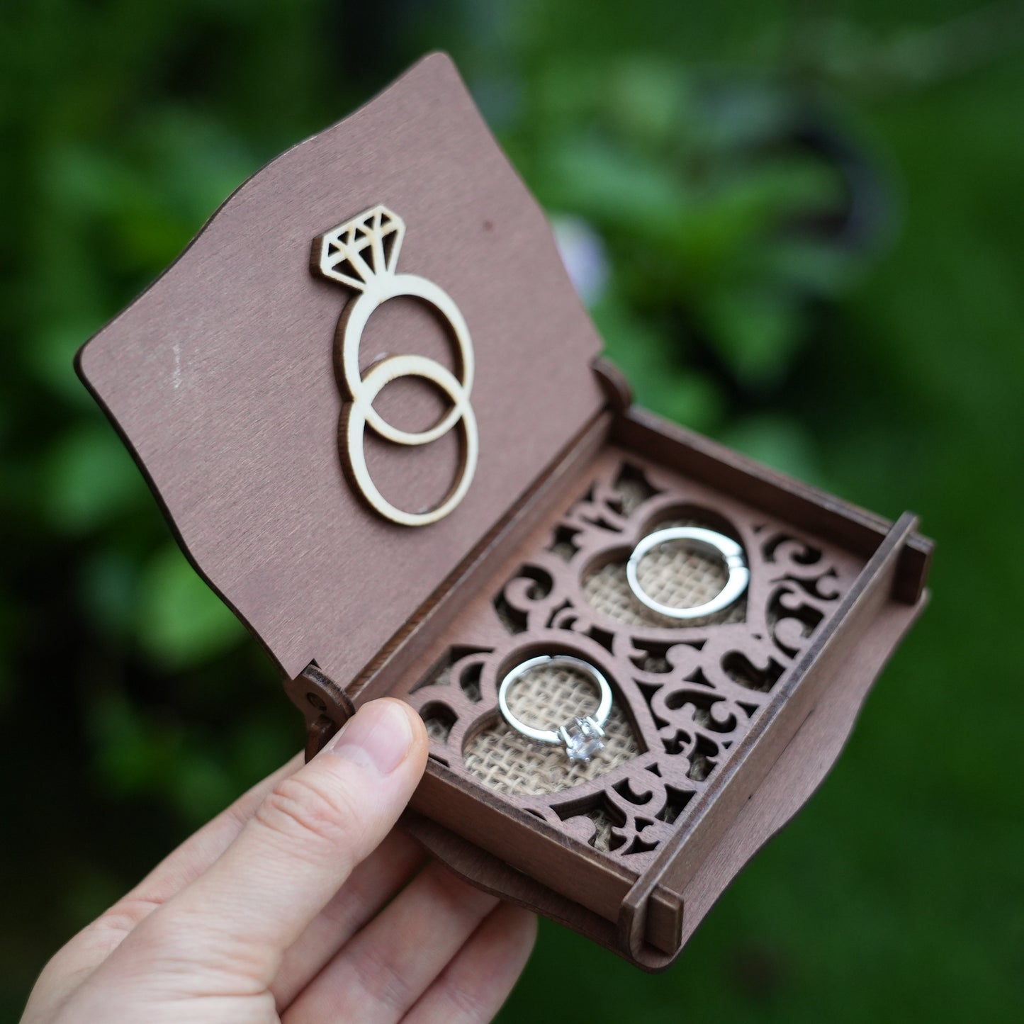 Personalized Wooden Ring Box,Engrave Ring Box, Wedding Ring Bearer,Anniversary Gift,Bridal Gift For Her, Wedding Ceremony Ring Holder