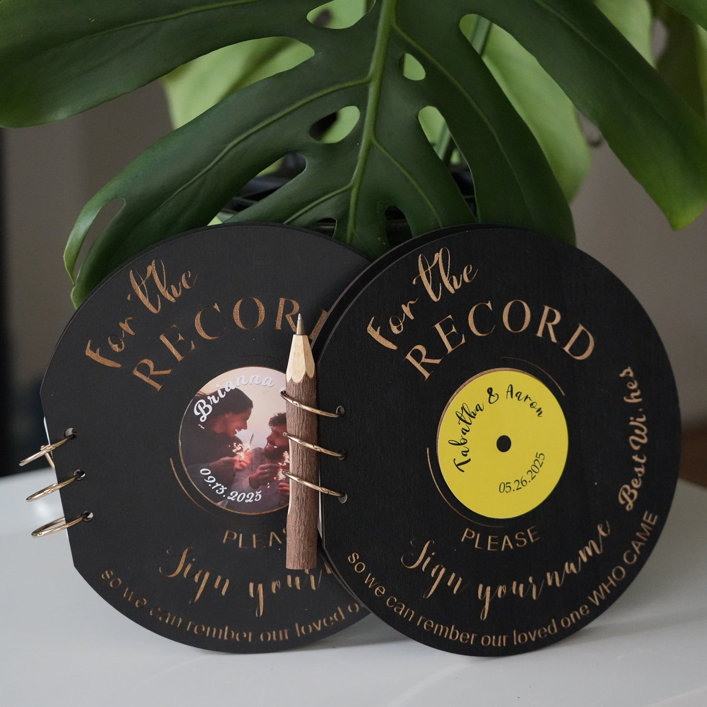 Custom Vinyl Record Guest Book,Guest Book With  Pen,Welcome Wedding Signs,Wooden Wedding Decor, Photo Album Cover