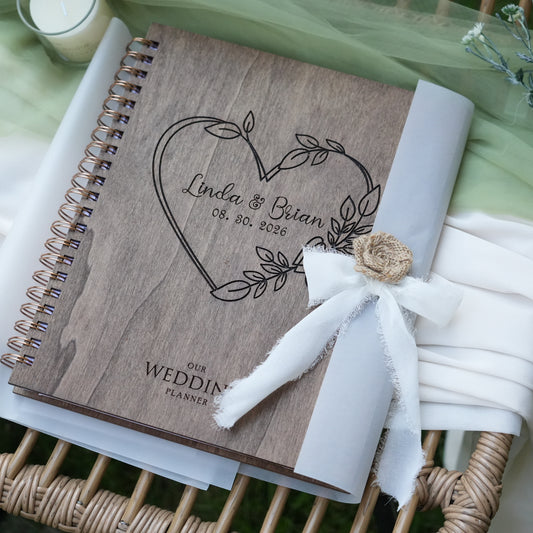 Wedding Planner Organizer Book Wedding Planner Book for Bride and Wood Cover, 12 Mouths to the Big Day