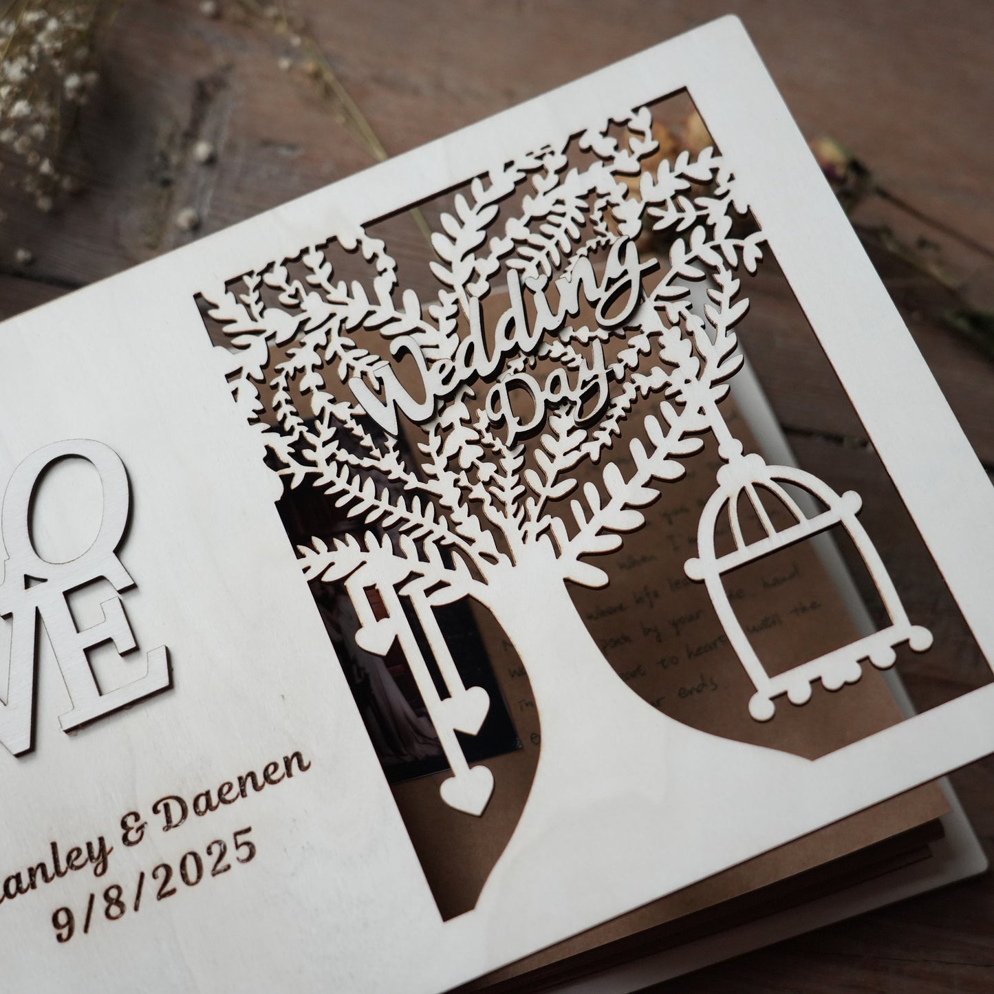 Personalized Wooden Wedding Guest Book,Elegant  Wooden Wedding Keepsake,Memory Album,Custom  Rustic Sign Book for Reception