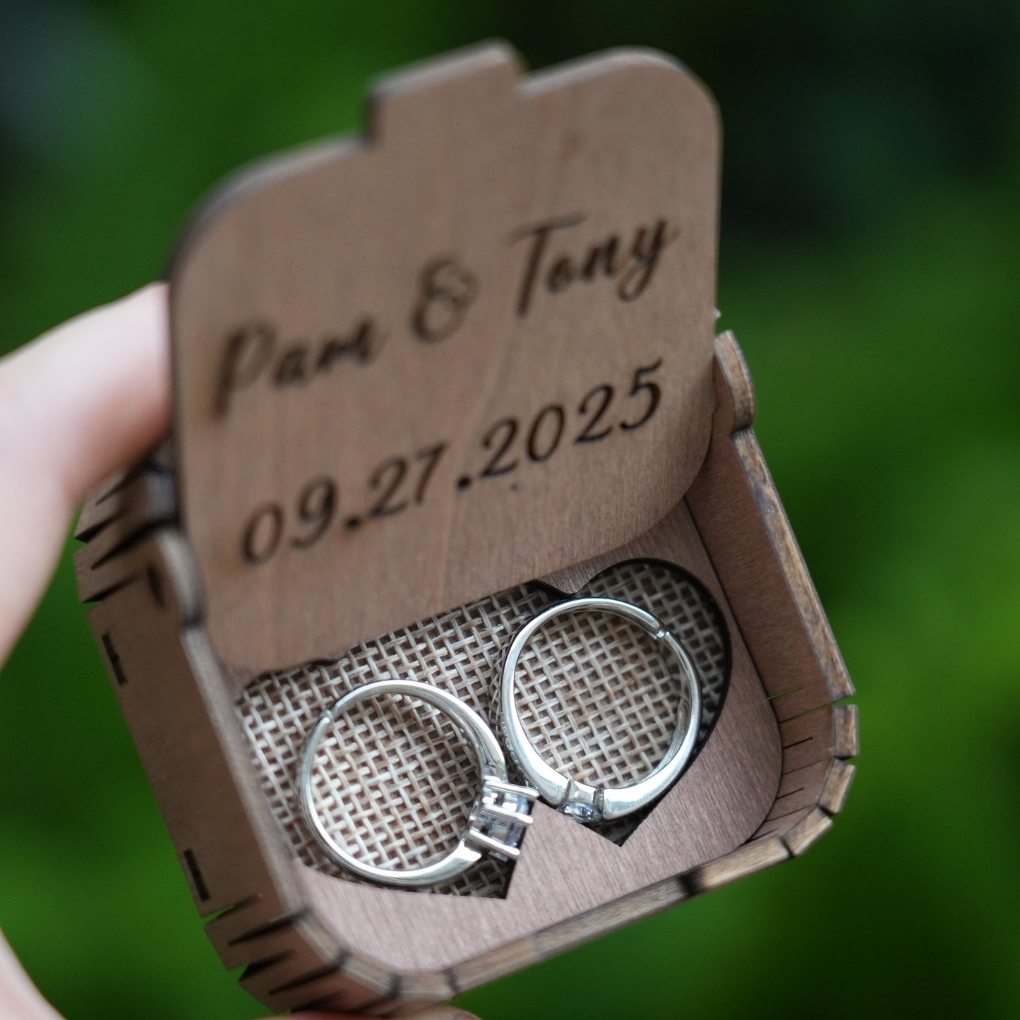 Custom Wooden Ring Box,Wedding Ceremony Ring  Box,Square Ring Bearer,Bridal Gift For Her,Proposal  Ring Box Holder