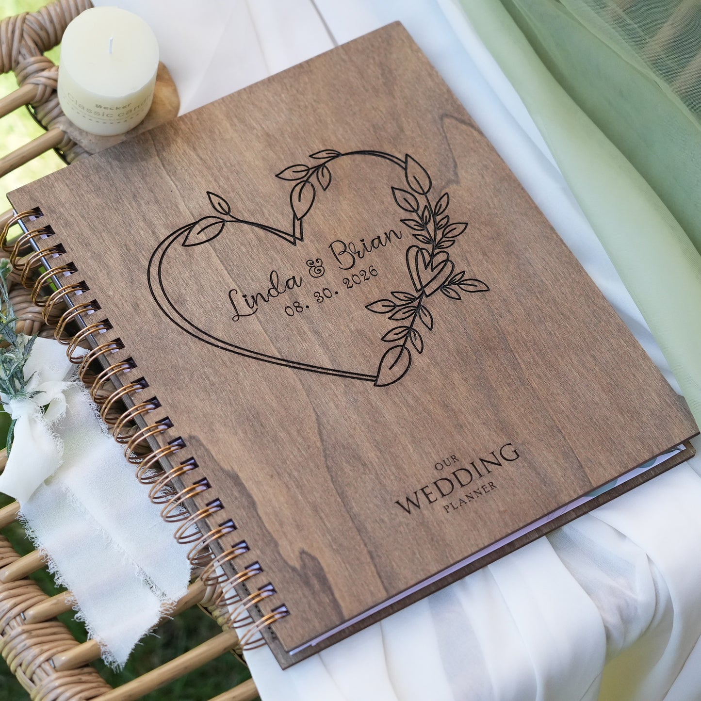 Wedding Planner Organizer Book Wedding Planner Book for Bride and Wood Cover, 12 Mouths to the Big Day