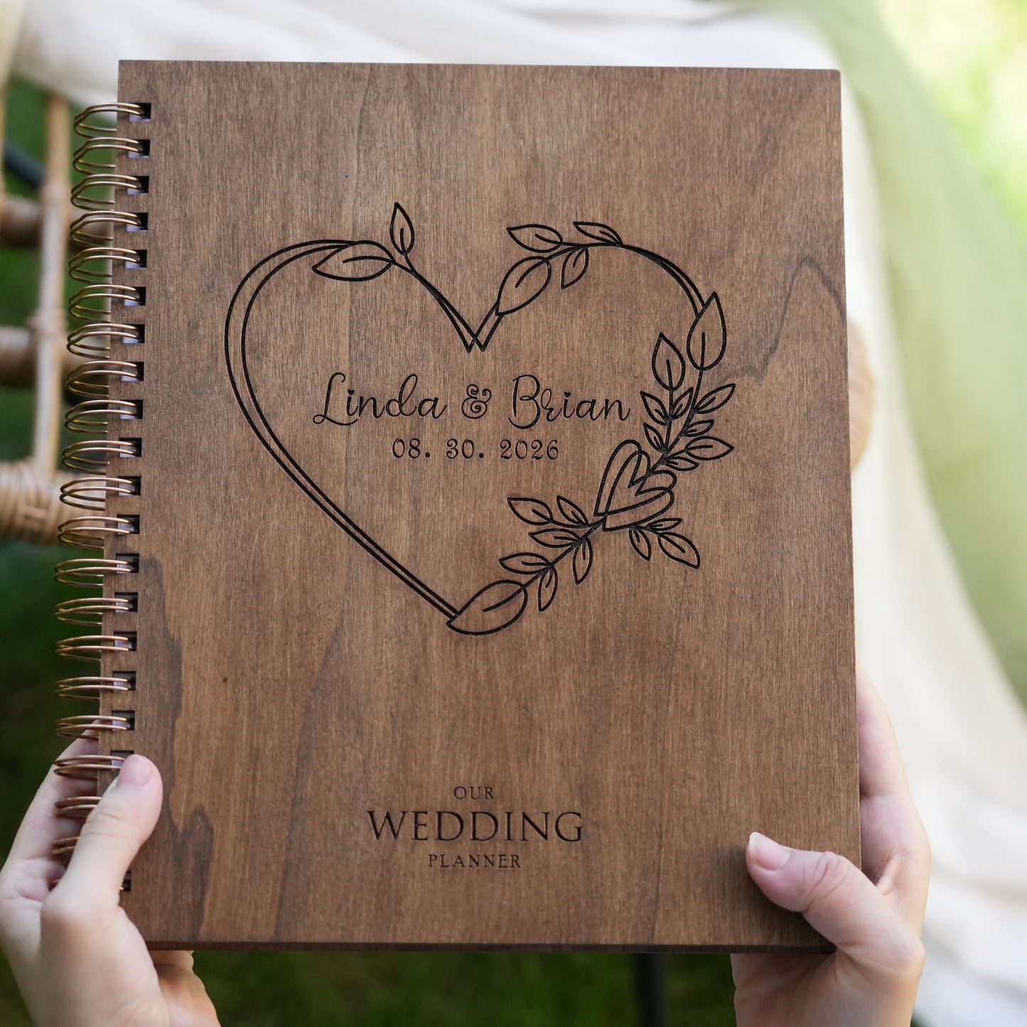 Wedding Planner Organizer Book Wedding Planner Book for Bride and Wood Cover, 12 Mouths to the Big Day