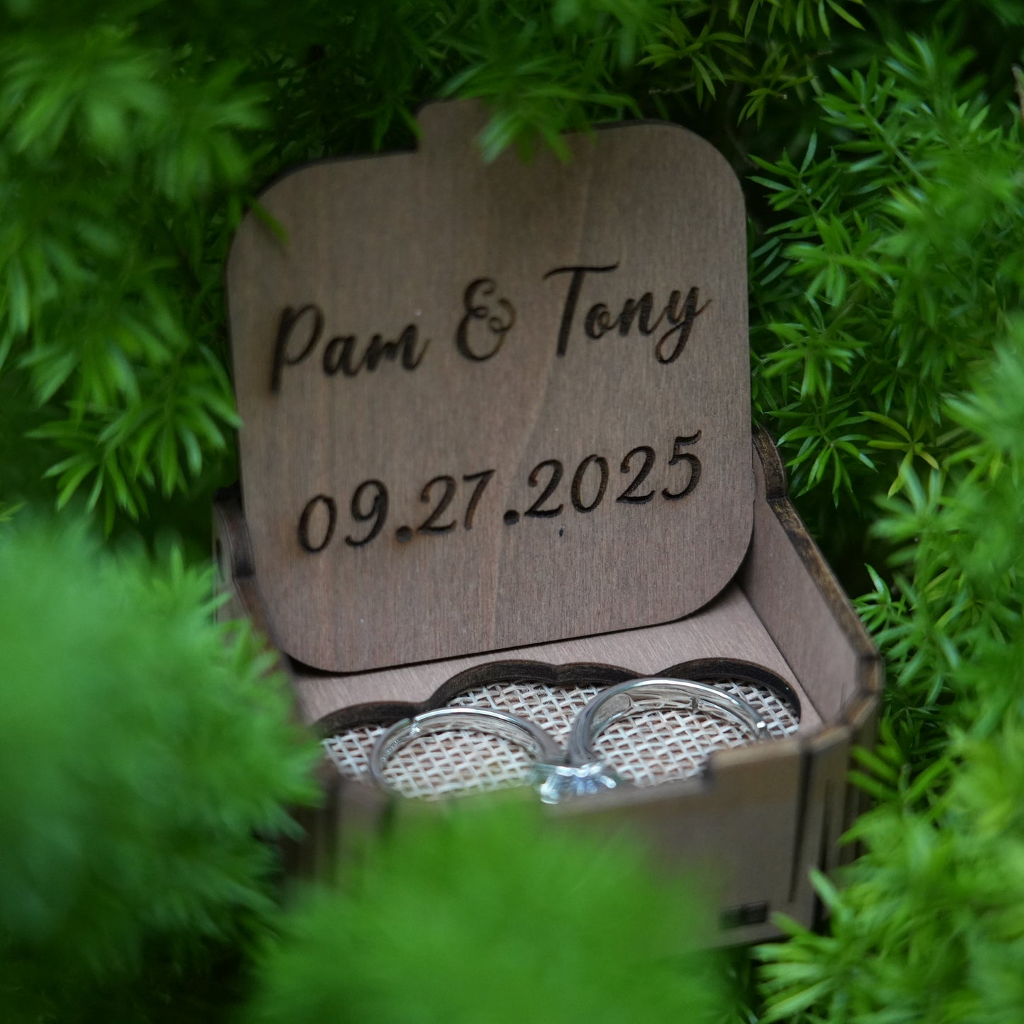 Custom Wooden Ring Box,Wedding Ceremony Ring  Box,Square Ring Bearer,Bridal Gift For Her,Proposal  Ring Box Holder