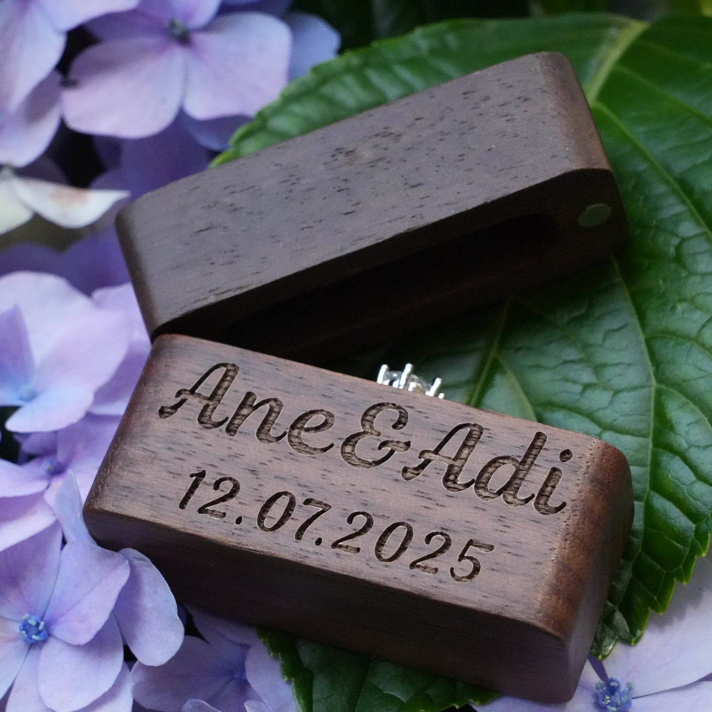Personalized Mini Wooden Wedding Ring Box,Ceremony  Column Shaped Ring Box,Engraved Engagement Holder, Wedding Ring Bearer Gift