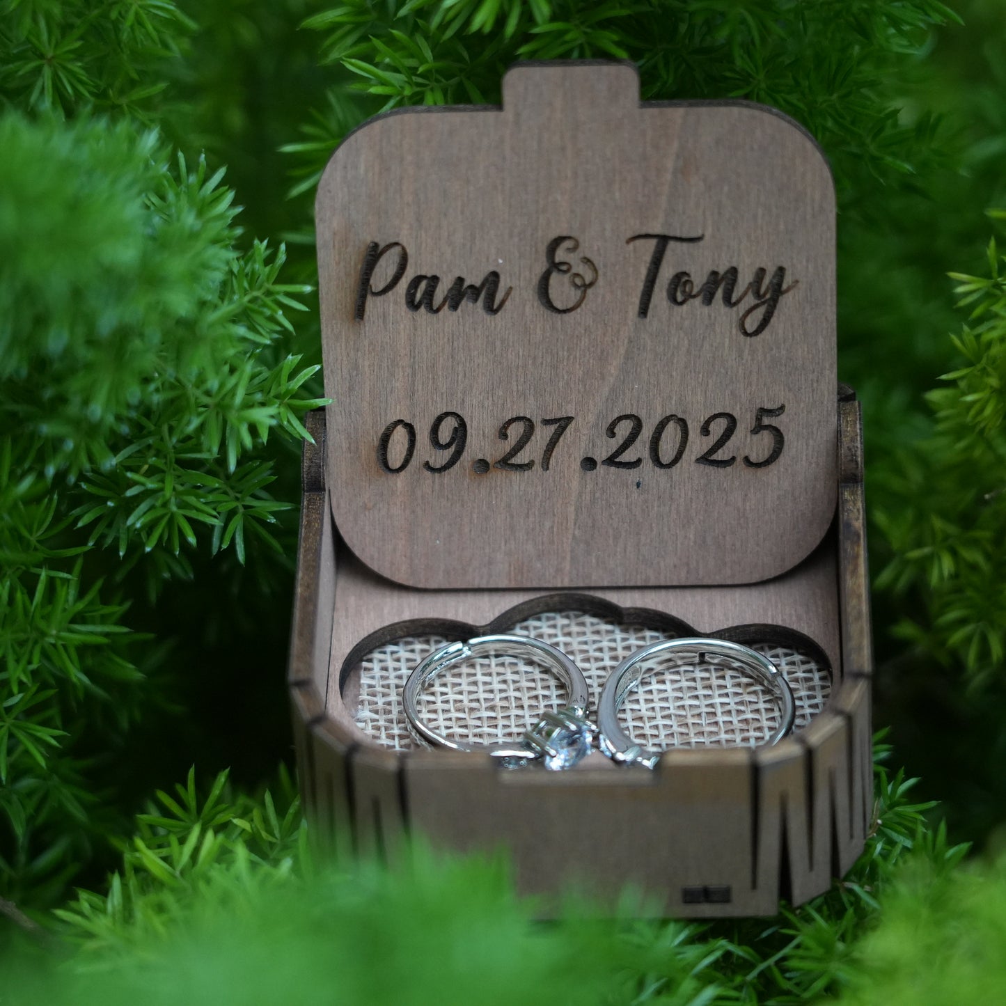 Custom Wooden Ring Box,Wedding Ceremony Ring  Box,Square Ring Bearer,Bridal Gift For Her,Proposal  Ring Box Holder
