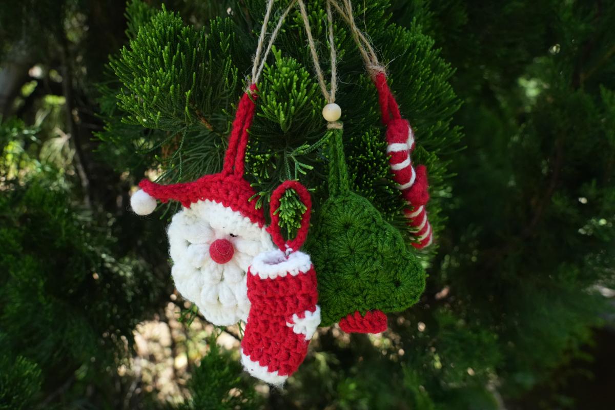 Handmade Crochet Christmas Ornaments,  Festive Xmas Tree Decorations, Rustic Holiday  Home Decor, Handcrafted Christmas Gifts