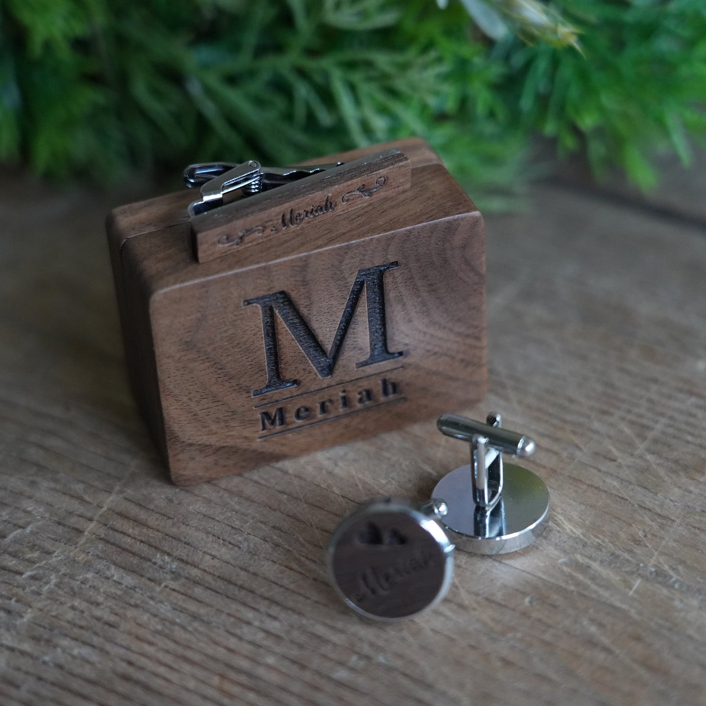 Personalized Suit Cufflink & Tie Clip Set With Box, Wedding Suit And Tie Accessories, Tie Clip Groomsmen  Gift,Best Man Gift,Husband Gift