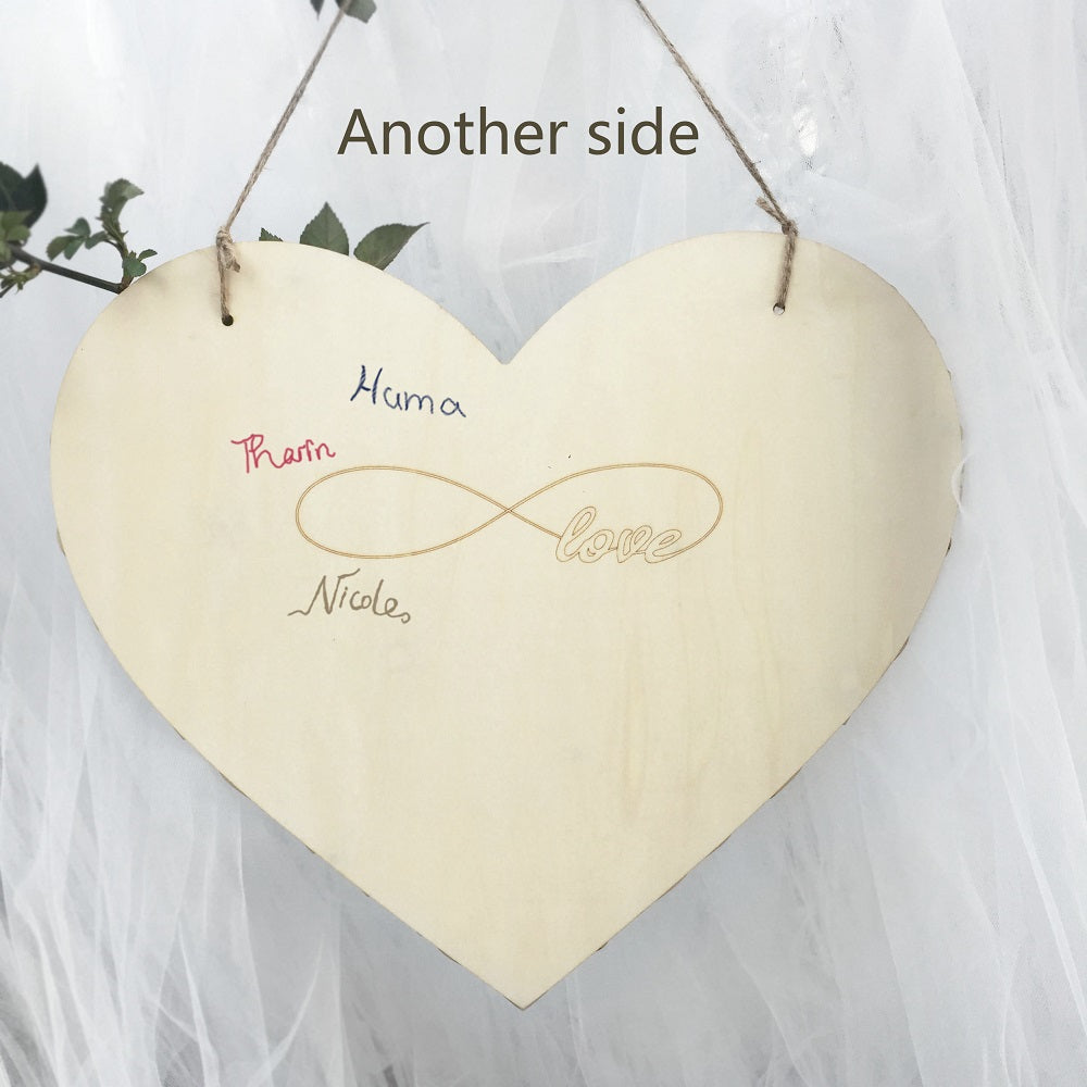 Wooden Heart Shape Customs Personalised Heart Wedding Guestbook Sign Book  Hanging Heart Wedding Guest Book