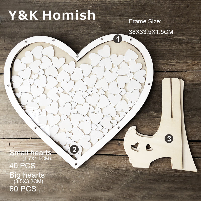 Wood Hearts Wedding Guest Book Alternative, Heart Drop Guest Book Rustic Wooden Love Heart Wedding Table Scatter Decoration Crafts, for 100 Hearts Wedding