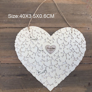 Wooden Heart Shape Customs Personalised Heart Wedding Guestbook Sign Book  Hanging Heart Wedding Guest Book