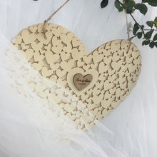 Load image into Gallery viewer, Wooden Heart Shape Customs Personalised Heart Wedding Guestbook Sign Book  Hanging Heart Wedding Guest Book