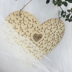 Wooden Heart Shape Customs Personalised Heart Wedding Guestbook Sign Book  Hanging Heart Wedding Guest Book