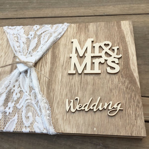 Wedding GuestBook Wooden  Guest Book  Personalised DIY Photo book Signature Guest books Lace Decora book