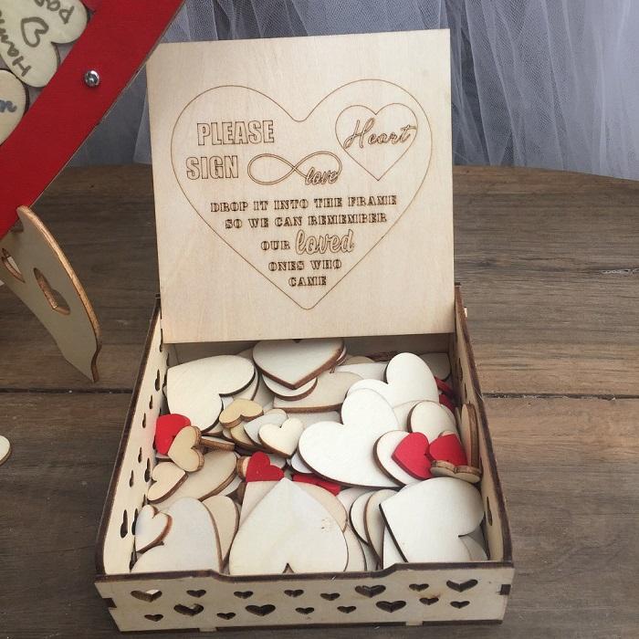 Wooden wedding book, Hearts, Unique Wedding Guest Book,  Wedding Decoration, Rustic wedding