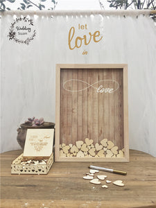 100pcs Hearts unique Wedding Decoration Rustic Sweet Wedding Guestbook Heart Drop box Wedding drop box 3D Guest book wooden box