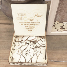 Load image into Gallery viewer, 100pcs Hearts unique Wedding Decoration Rustic Sweet Wedding Guestbook Heart Drop box Wedding drop box 3D Guest book wooden box