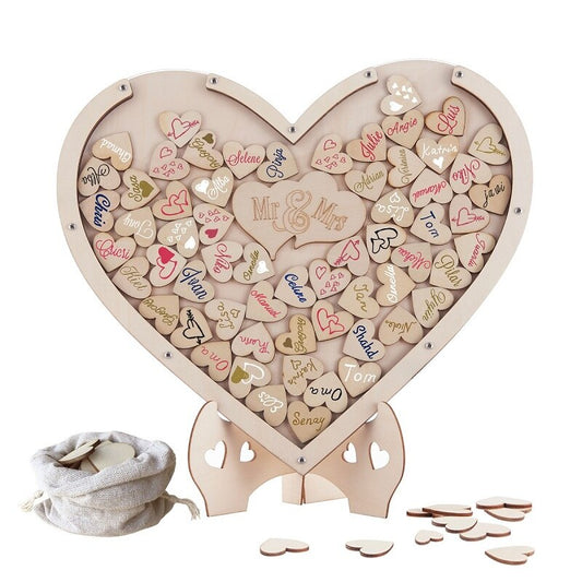Wedding Guest Book, Y&K Homish Drop Top Frame Sign Book Wooden Hearts, Rustic Wedding Decorations and The Wedding Gift