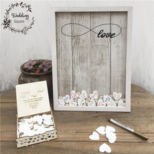 Load image into Gallery viewer, 100pcs Hearts unique Wedding Decoration Rustic Sweet Wedding Guestbook Heart Drop box Wedding drop box 3D Guest book wooden box