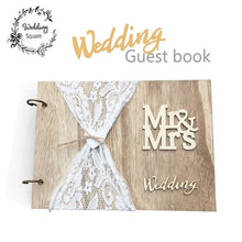 Load image into Gallery viewer, Wedding GuestBook Wooden  Guest Book  Personalised DIY Photo book Signature Guest books Lace Decora book